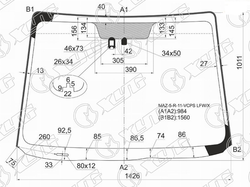 Стекло лобовое MAZDA PREMACY XYG MAZ-5-R-11-VCPS LFW/X 