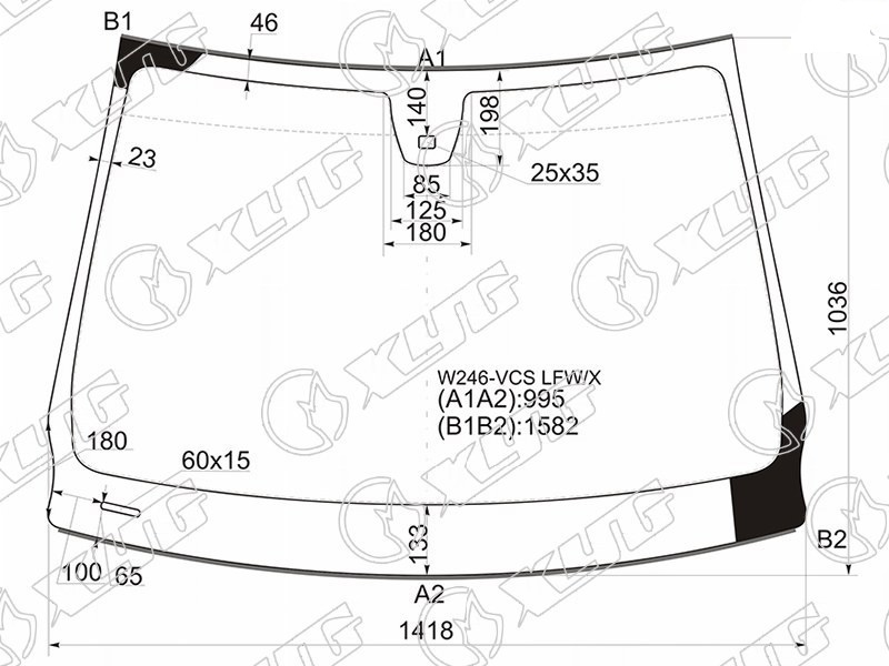 Стекло лобовое MERCEDES-BENZ B-CLASS (W246) XYG W246-VCS LFW/X 