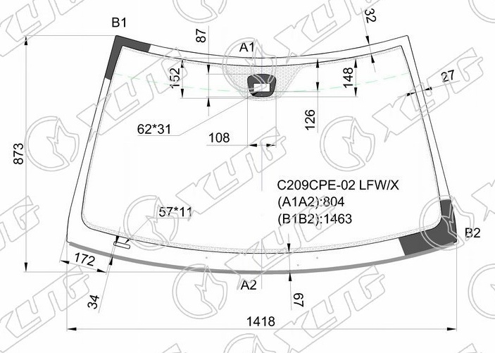 Стекло лобовое MERCEDES-BENZ CLK-CLASS (C209) XYG C209CPE-02 LFW/X 