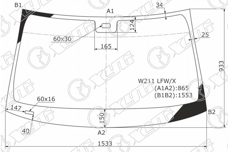 Стекло лобовое MERCEDES-BENZ E-CLASS (W211) XYG W211 LFW/X 