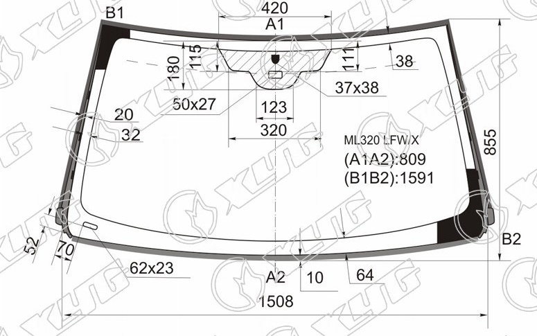 Стекло лобовое MERCEDES-BENZ ML-CLASS (W163) XYG ML320 LFW/X 