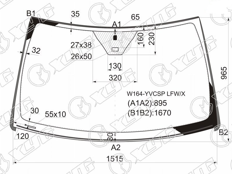 Стекло лобовое MERCEDES-BENZ ML-CLASS, GL-CLASS XYG W164-YVCSP LFW/X 