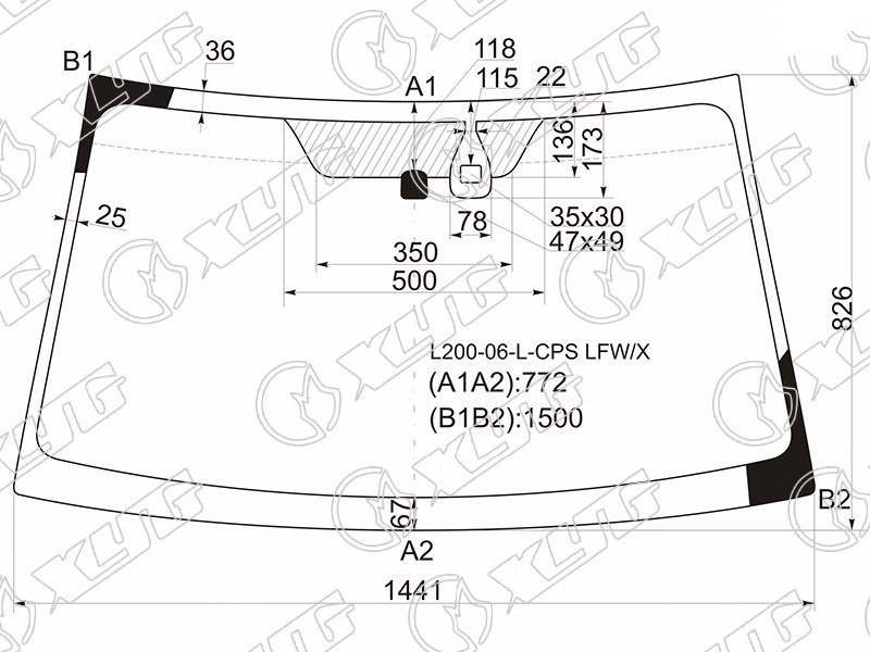 Стекло лобовое MITSUBISHI L200, PAJERO, MONTERO SPORT XYG L200-06-L-CPS LFW/X 