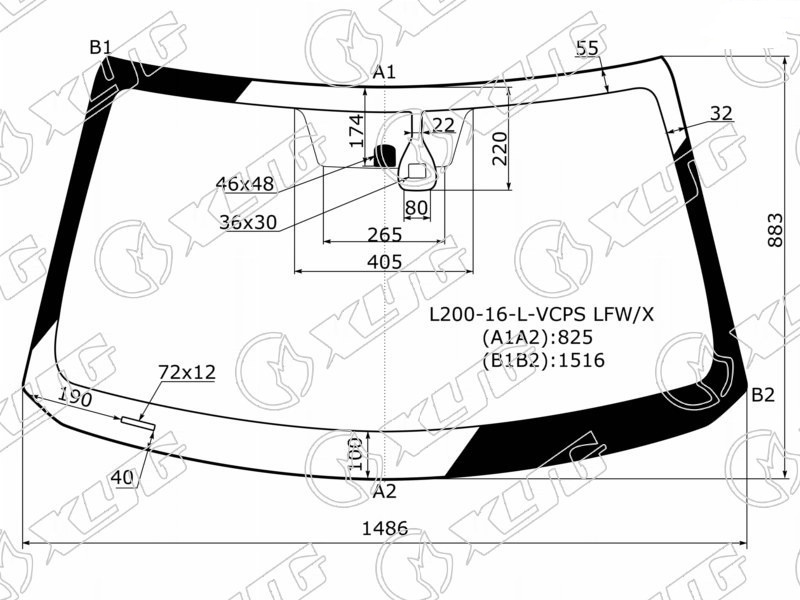 Стекло лобовое MITSUBISHI PAJERO SPORT, L200 XYG L200-16-L-VCPS LFW/X 