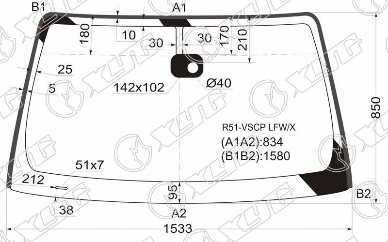 Стекло лобовое NISSAN PATHFINDER, NAVARA XYG R51-VSCP LFW/X 