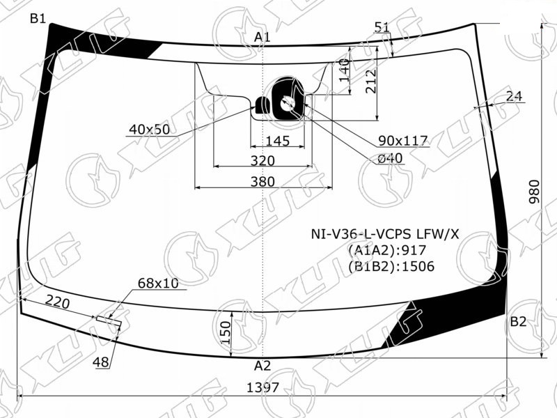 Стекло лобовое NISSAN SKYLINE, INFINITI G35, 37 XYG NI-V36-L-VCPS LFW/X