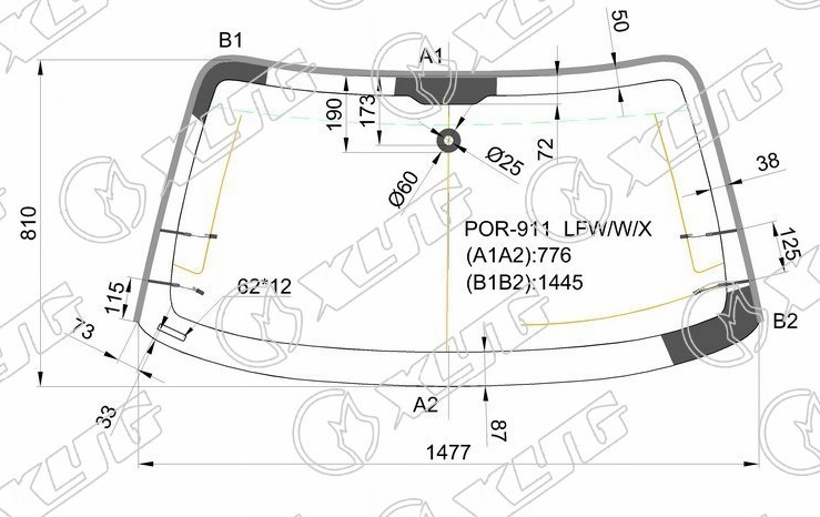 Стекло лобовое PORSCHE 911 XYG POR-911 LFW/W/X 