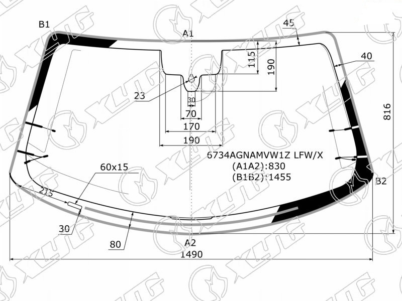 Стекло лобовое PORSCHE CAYMAN XYG 6734AGNAMVW1Z LFW/X 