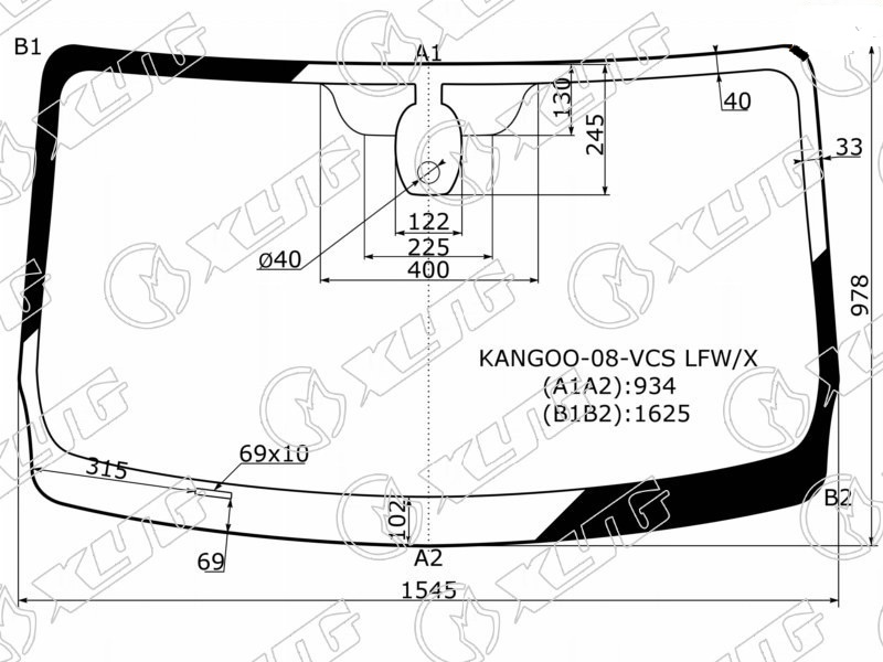 Стекло лобовое RENAULT KANGOO XYG KANGOO-08-VCS LFW/X