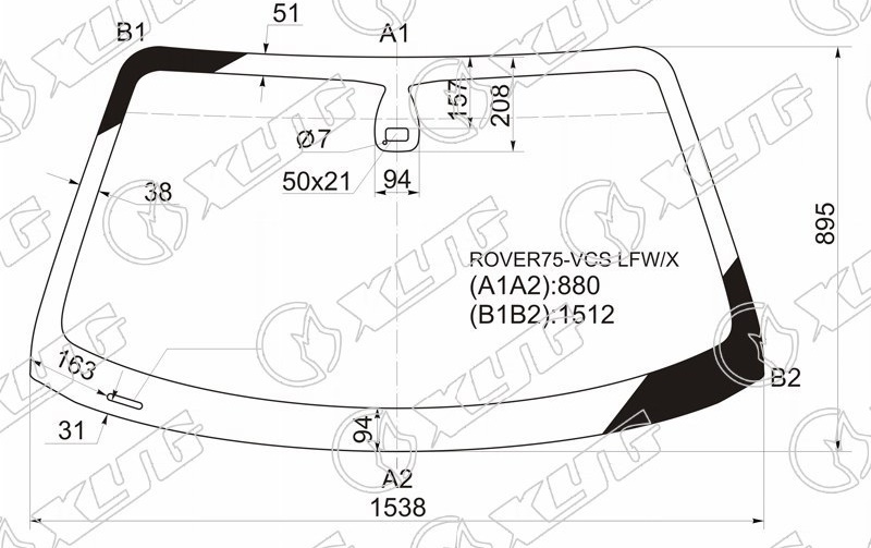 Стекло лобовое ROVER 75 XYG ROVER75-VCS LFW/X 