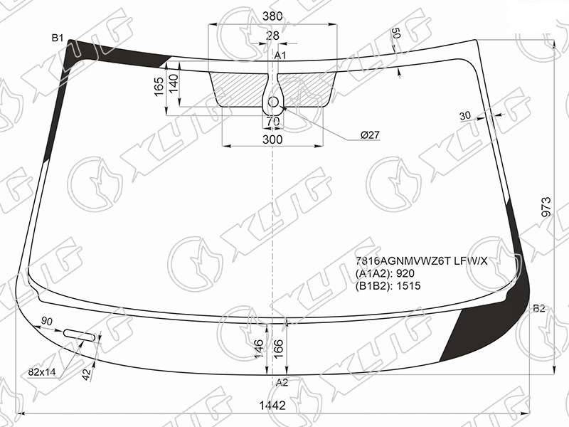 Стекло лобовое SKODA OCTAVIA XYG 7816AGNMVWZ6T LFW/X 