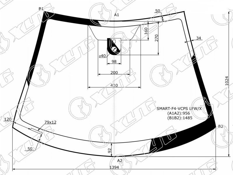 Стекло лобовое SMART FOR FOUR XYG SMART-F4-VCPS LFW/X 