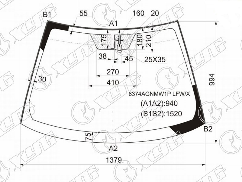 Стекло лобовое TOYOTA AURIS XYG 8374AGNMW1P LFW/X 