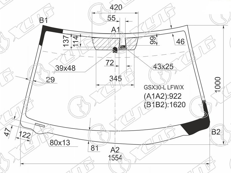 Стекло лобовое TOYOTA AVALON XYG GSX30-L LFW/X 