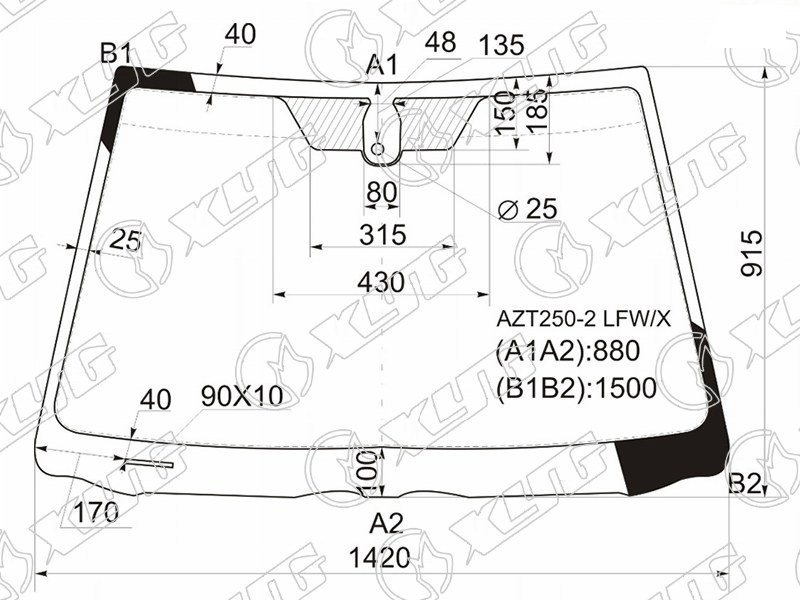 Стекло лобовое TOYOTA AVENSIS XYG AZT250-2 LFW/X 