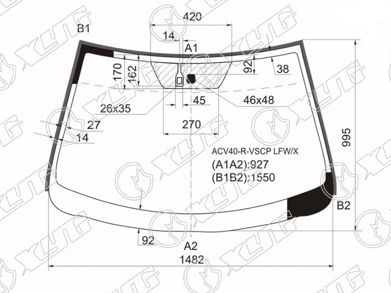 Стекло лобовое TOYOTA CAMRY XYG ACV40-R-VSCP LFW/X 