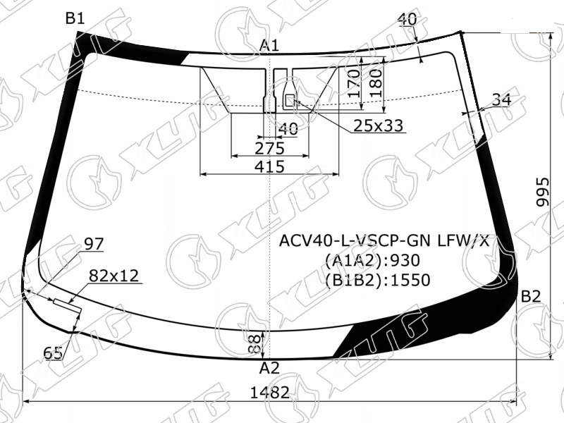 Стекло лобовое TOYOTA CAMRY XYG ACV40-L-VSCP-GN LFW/X 