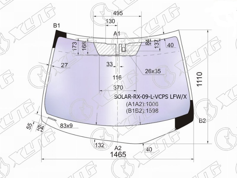 Стекло лобовое атермальное LEXUS RX 270, 330, 350, 450H XYG SOLAR-RX-09-L-VCPS LFW/X