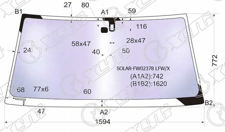 Стекло лобовое атермальное LEXUS LX 470 XYG SOLAR-FW02378 LFW/X