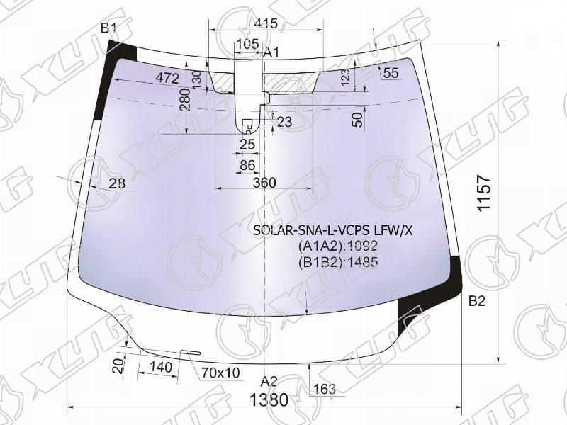 Стекло лобовое атермальное HONDA CIVIC XYG SOLAR-SNA-L-VCPS LFW/X