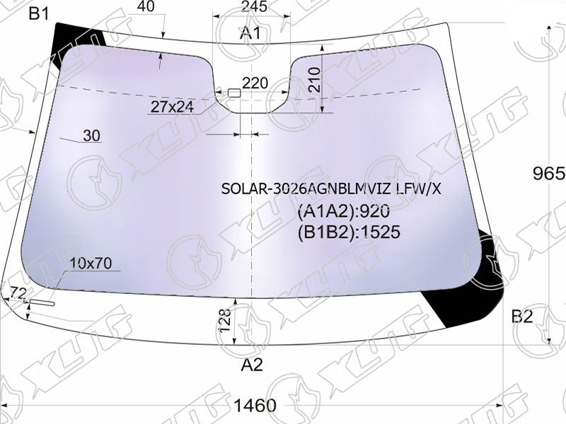 Стекло лобовое атермальное CHEVROLET CRUZE XYG SOLAR-3026AGNBLMVIZ LFW/X 