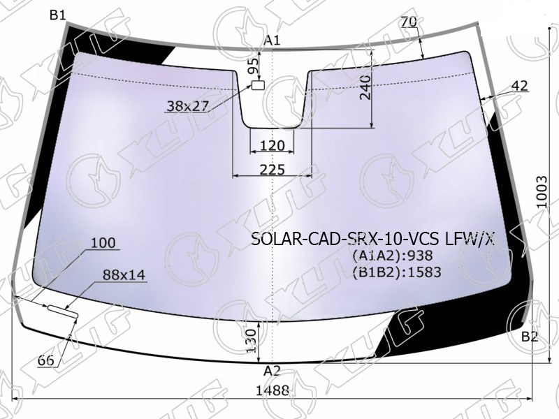 Стекло лобовое атермальное CADILLAC SRX XYG SOLAR-CAD-SRX-10-VCS LFW/X 