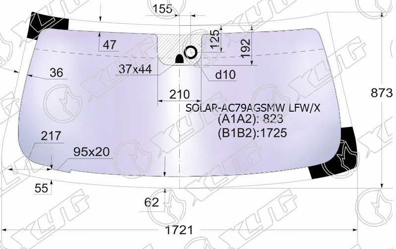 Стекло лобовое атермальное CADILLAC ESCALADE, CHEVROLET TAHOE XYG SOLAR-AC79AGSMW LFW/X 