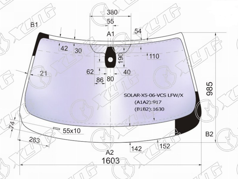 Стекло лобовое атермальное BMW X5 XYG SOLAR-X5-06-VCS LFW/X 