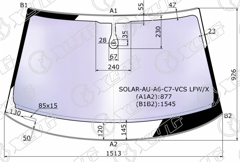 Стекло лобовое атермальное AUDI A6 XYG SOLAR-AU-A6-C7-VCS LFW/X 