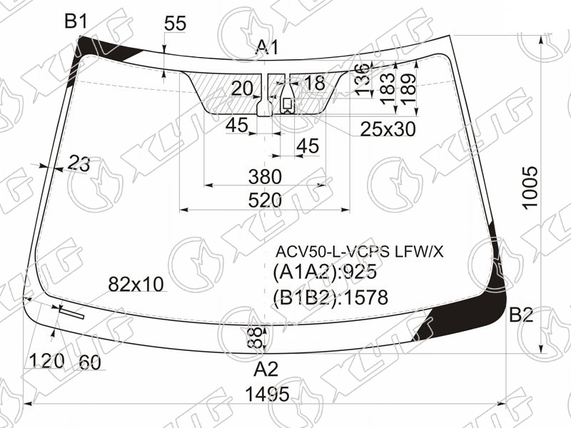 Стекло лобовое TOYOTA CAMRY XYG ACV50-L-VCPS LFW/X 