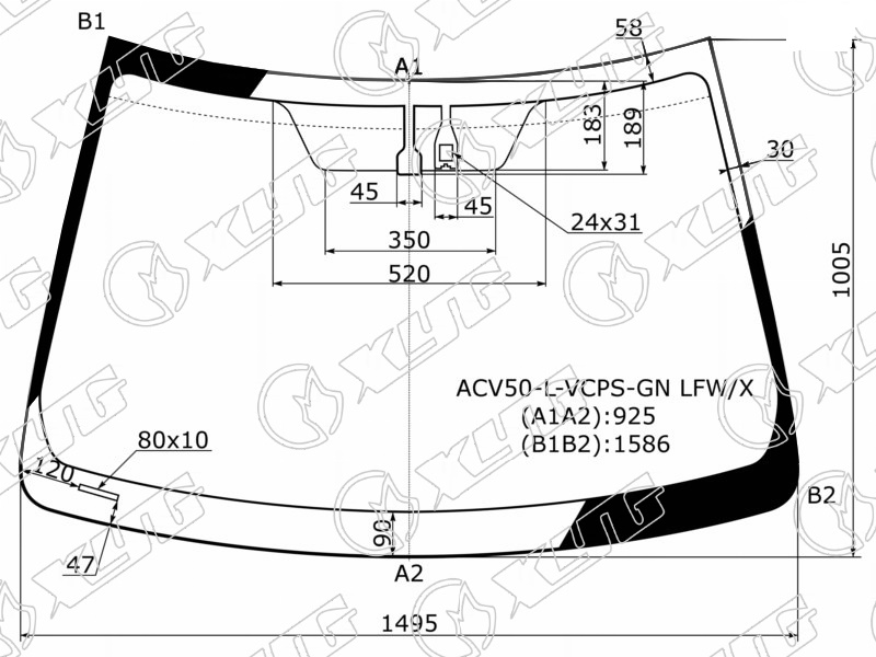 Стекло лобовое TOYOTA CAMRY XYG ACV50-L-VCPS-GN LFW/X 