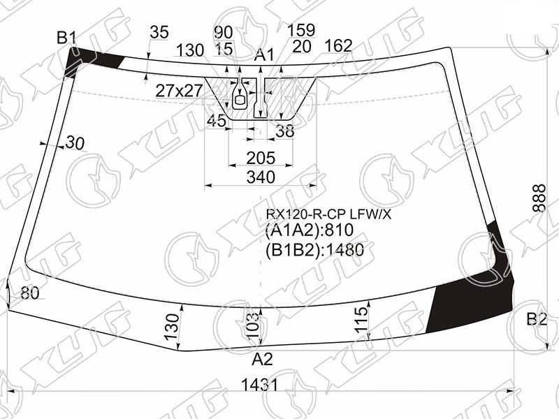 Стекло лобовое TOYOTA MARK X XYG RX120-R-CP LFW/X 