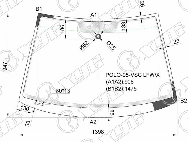 Стекло лобовое VOLKSWAGEN POLO XYG POLO-05-VSC LFW/X 