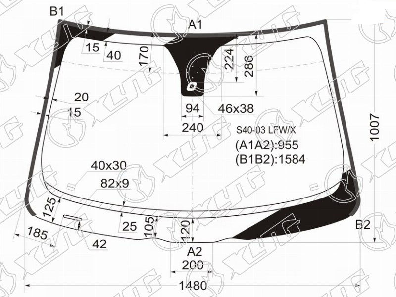 Стекло лобовое VOLVO S40, V50 XYG S40-03 LFW/X 