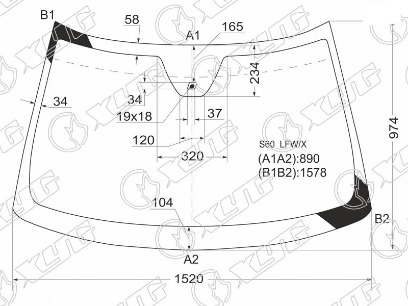 Стекло лобовое VOLVO S60, V70, XC70 XYG S60 LFW/X 