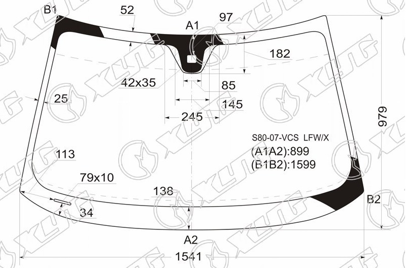 Стекло лобовое VOLVO S80, XC70 XYG S80-07-VCS LFW/X 