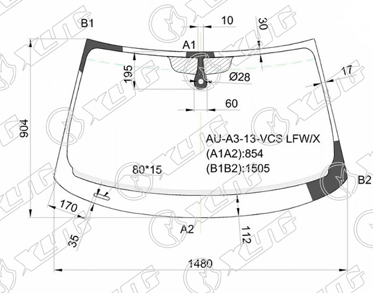 Стекло лобовое AUDI A3 XYG AU-A3-13-VCS LFW/X 