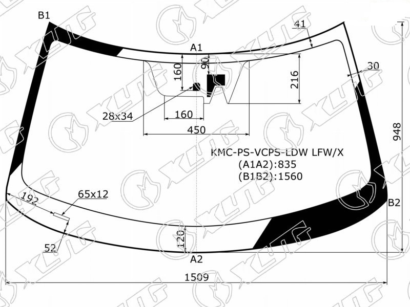 Стекло лобовое KIA SOUL XYG KMC-PS-VCPS-LDW LFW/X 