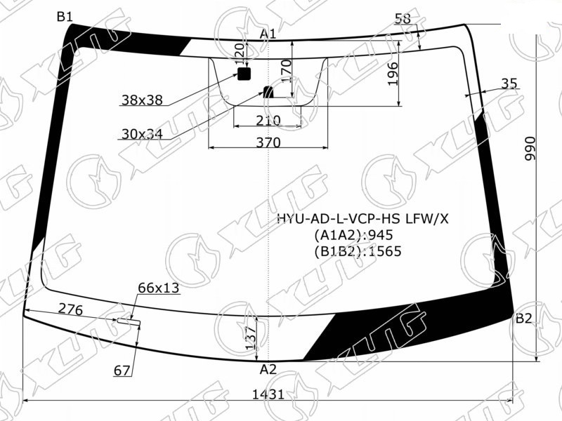 Стекло лобовое HYUNDAI ELANTRA XYG HYU-AD-L-VCP-HS LFW/X 