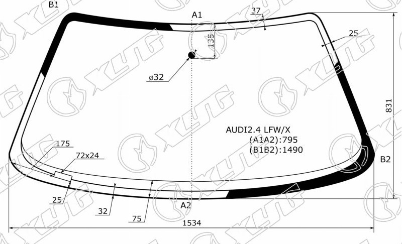 Стекло лобовое AUDI 100, A6 XYG AUDI2.4 LFW/X 