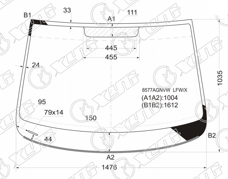 Стекло лобовое VOLKSWAGEN TOURAN XYG 8577AGNVW LFW/X 