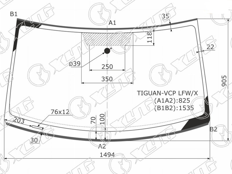 Стекло лобовое VOLKSWAGEN TIGUAN XYG TIGUAN-VCP LFW/X 