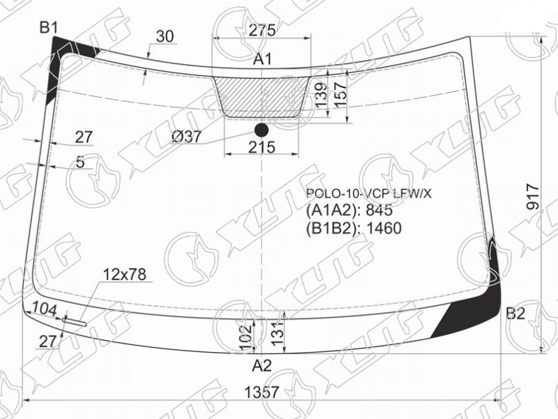 Стекло лобовое VOLKSWAGEN POLO XYG POLO-10-VCP LFW/X 