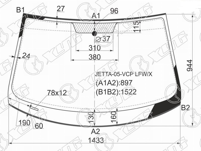 Стекло лобовое VOLKSWAGEN JETTA XYG JETTA-05-VCP LFW/X 