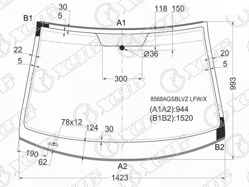 Стекло лобовое VOLKSWAGEN GOLF XYG 8568AGSBLVZ LFW/X 