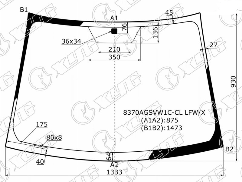 Стекло лобовое TOYOTA YARIS XYG 8370AGSVW1C-CL LFW/X 