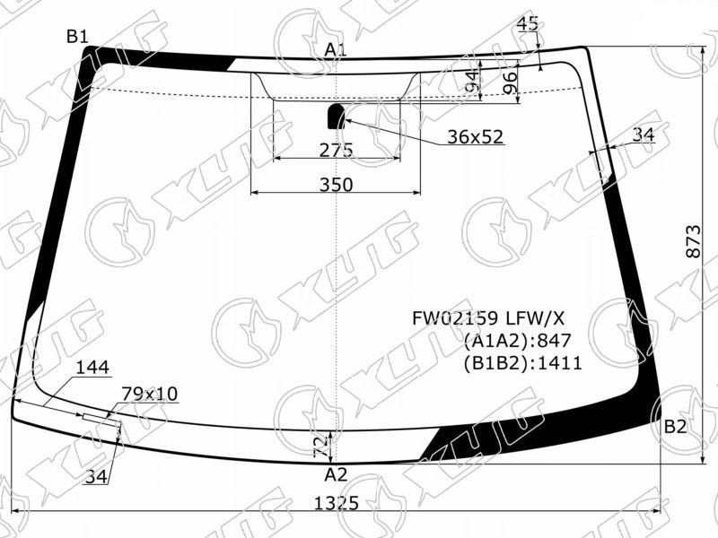 Стекло лобовое TOYOTA VITZ, YARIS, ECHO, PLATZ XYG FW02159 LFW/X 