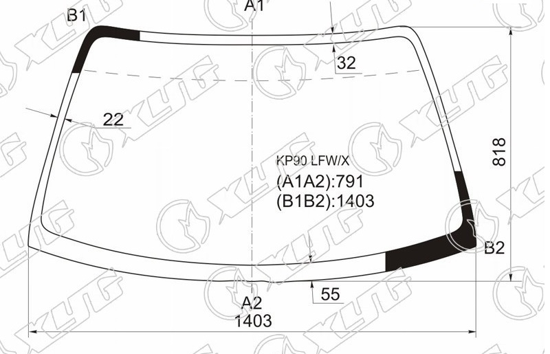 Стекло лобовое TOYOTA STARLET XYG KP90 LFW/X 