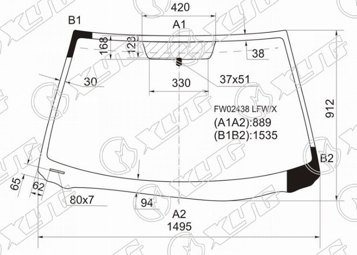 Стекло лобовое TOYOTA SOLARA XYG FW02438 LFW/X 