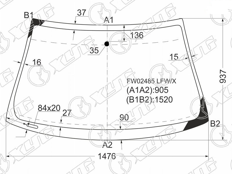 Стекло лобовое AUDI RS6 XYG FW02485 LFW/X 